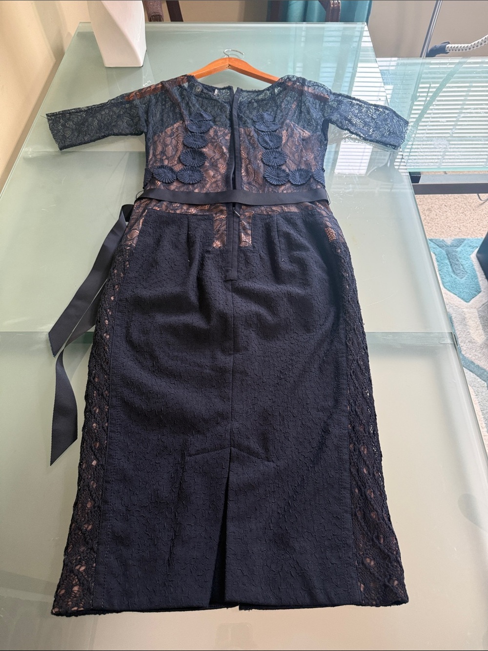 Beguile by Byron Lars for Anthropologie Navy Lace Cocktail Dress Designer Size S - Picture 4 of 10